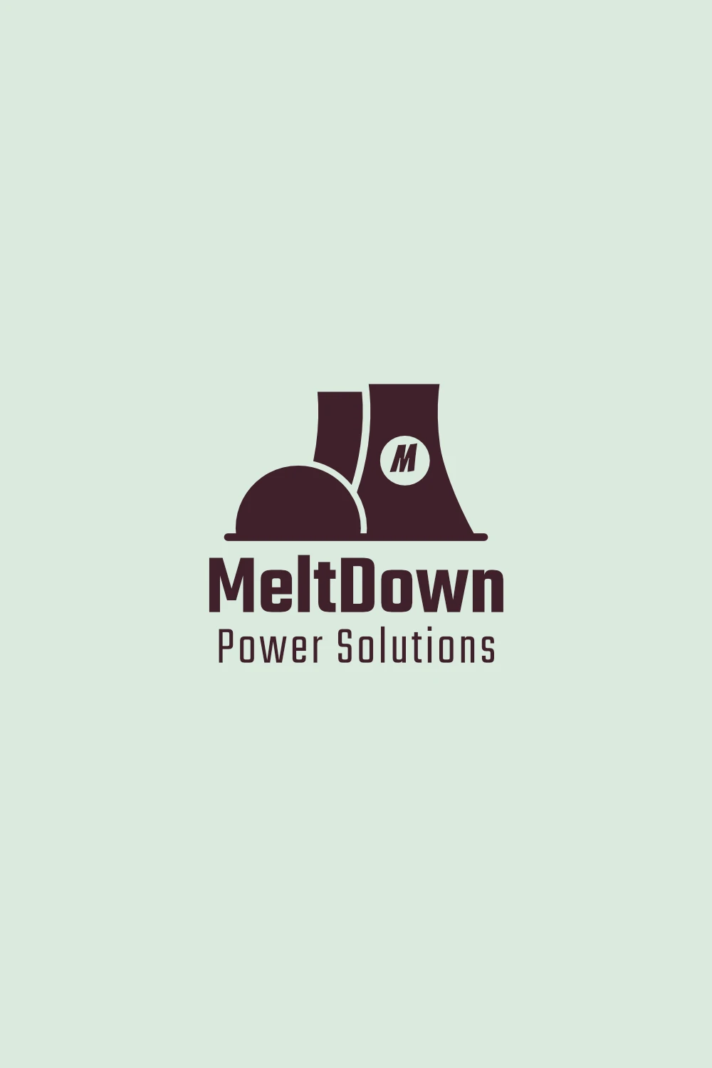 Recognizable Logo Design of a nuclear powerplant with the letter "M" and the text Meltdown Power Solutions"